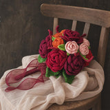 Deep Red Rose Crochet Bridal Bouquet - view 6