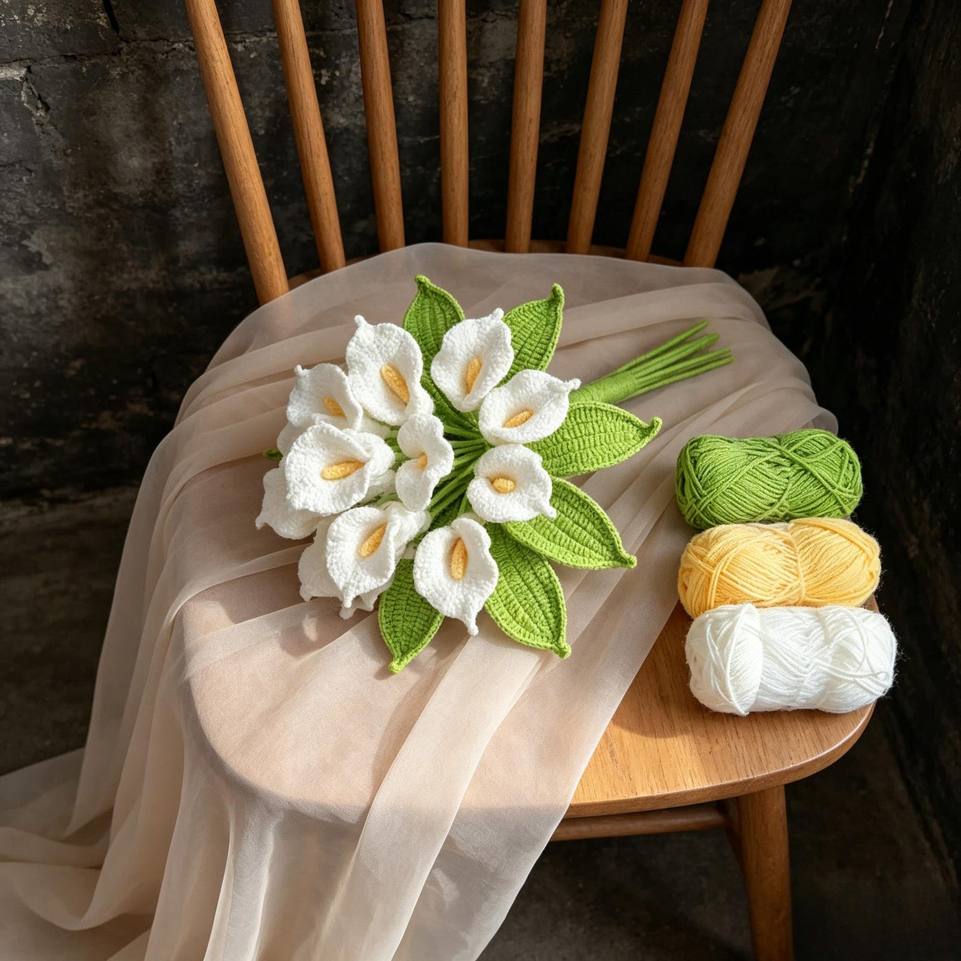 Ivory Calla Lily Crochet Bridal Bouquet - view 3