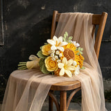 Sunflower & Ivory Crochet Bridal Bouquet - view 2