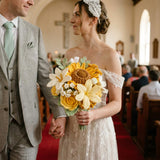 Sunflower & Ivory Crochet Bridal Bouquet