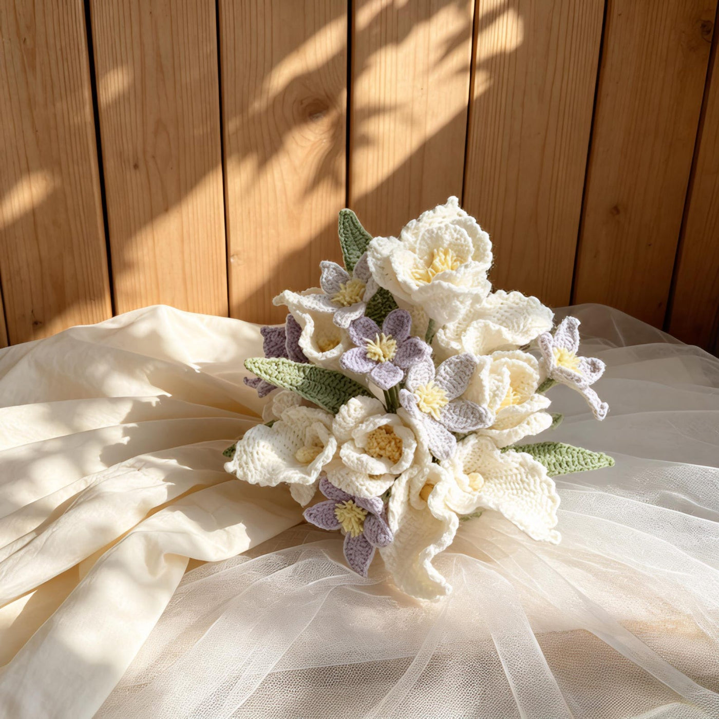 Ivory & Lavender Lily Crochet Bridal Bouquet - view 5