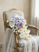 Purple & Ivory Lily Crochet Cascade Bouquet - view 2