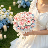 Blush Pink Rose Crochet Bridal Bouquet