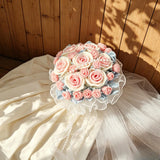 Blush Pink Rose Crochet Bridal Bouquet - view 6