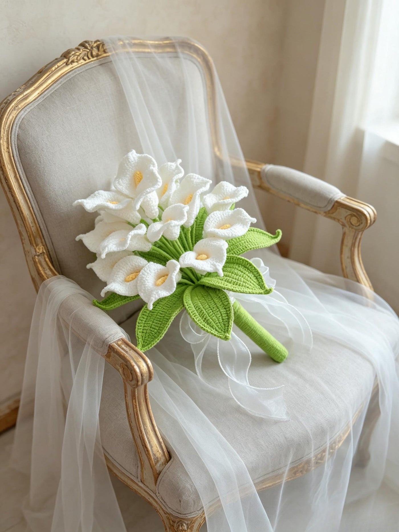 Ivory Calla Lily Crochet Bridal Bouquet - view 2