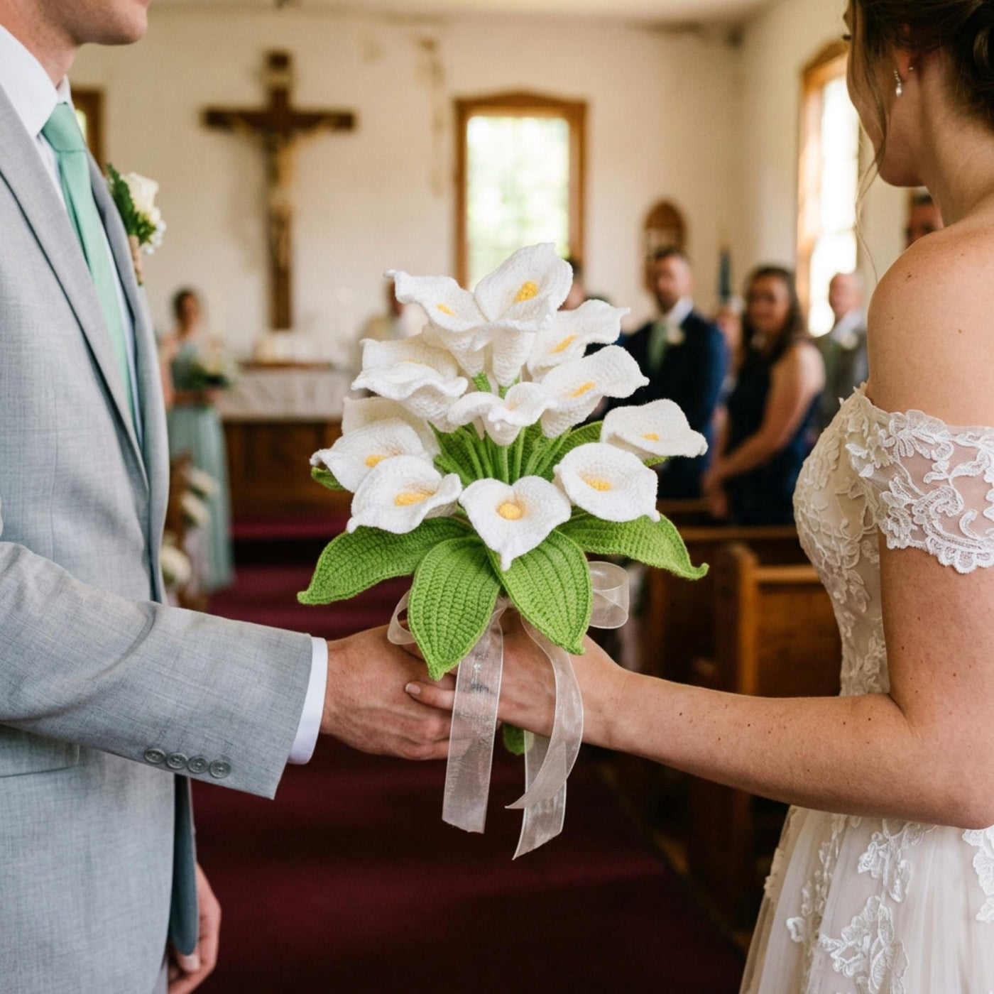 Ivory Calla Lily Crochet Bridal Bouquet