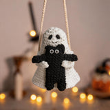 Ghost & Black Cat Crochet Car Charm