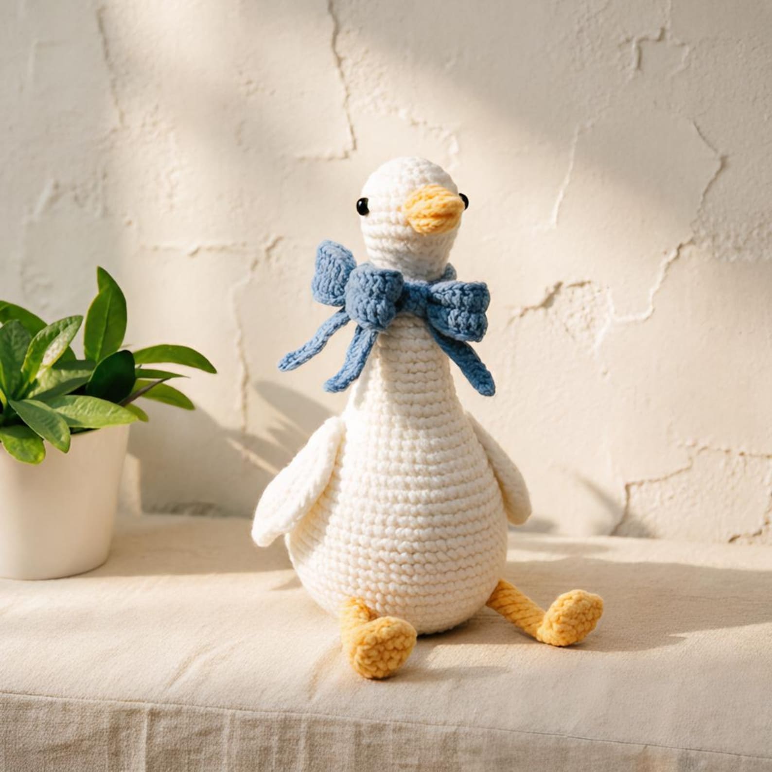 Blue Bow Goose Crochet Figure - view 3