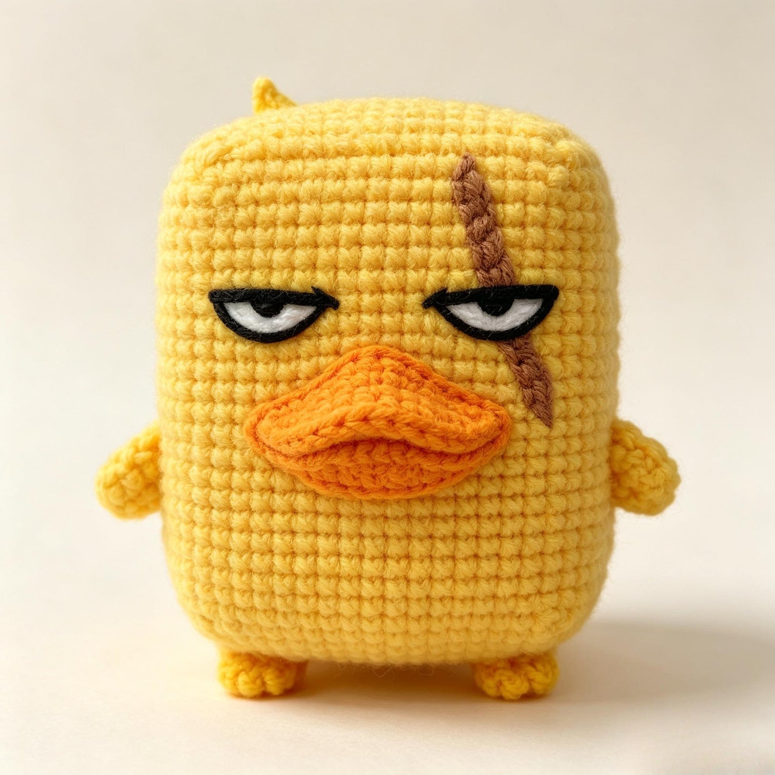 Grumpy Yellow Duck Crochet Figure - view 2