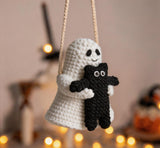 Ghost & Black Cat Crochet Car Charm - view 6