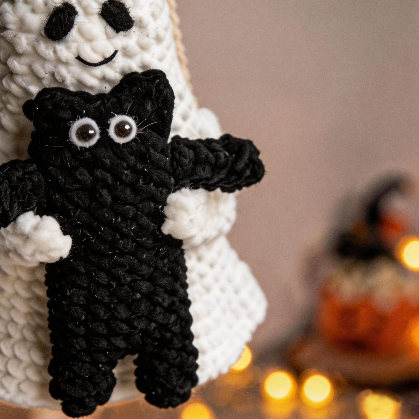 Ghost & Black Cat Crochet Car Charm - view 4