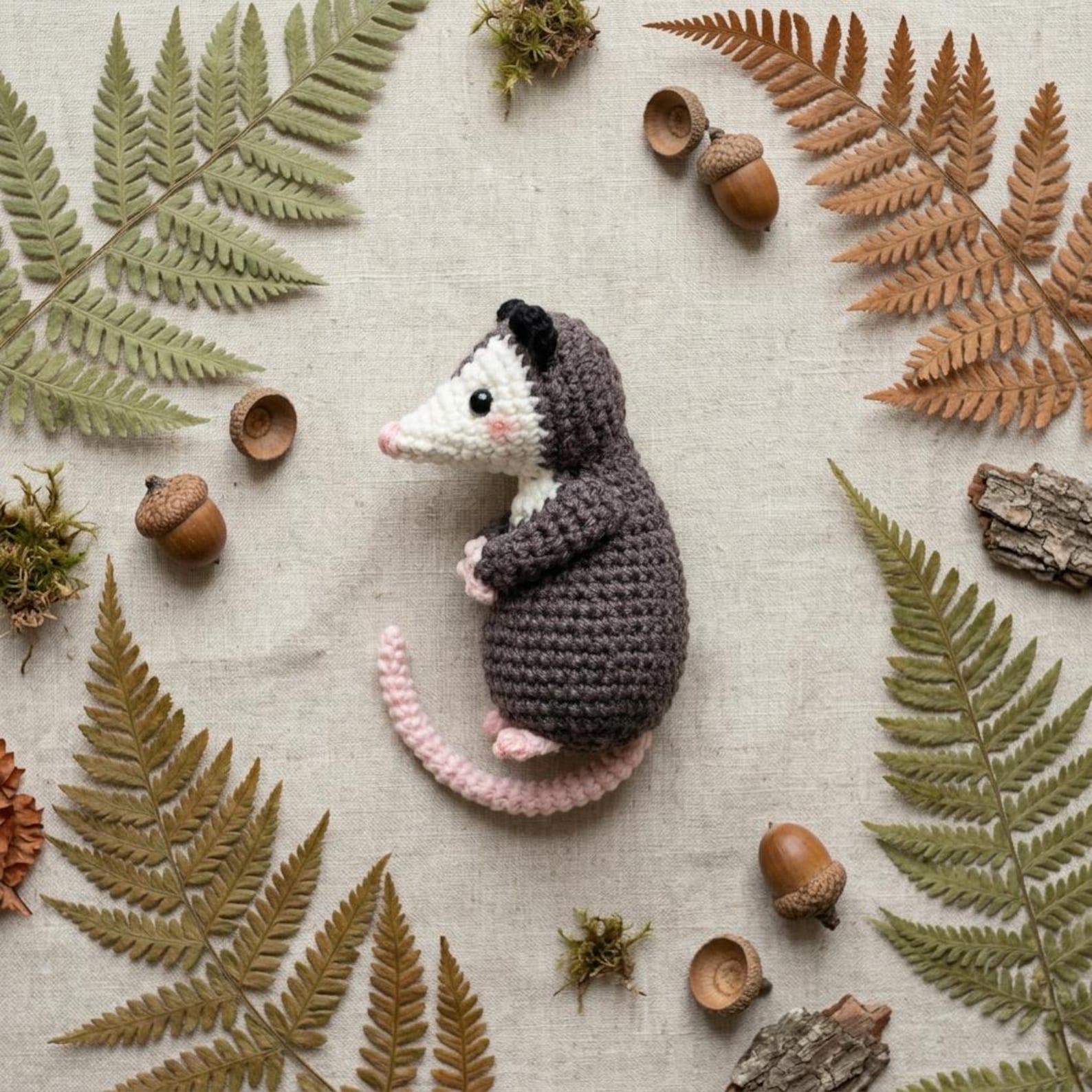 Woodland Opossum Crochet Figure