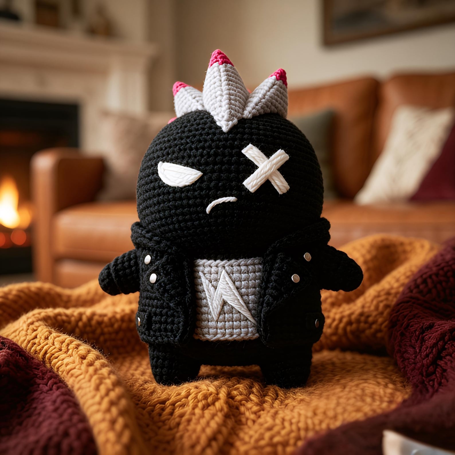 Punk Mohawk Dinosaur Crochet Figure - view 5