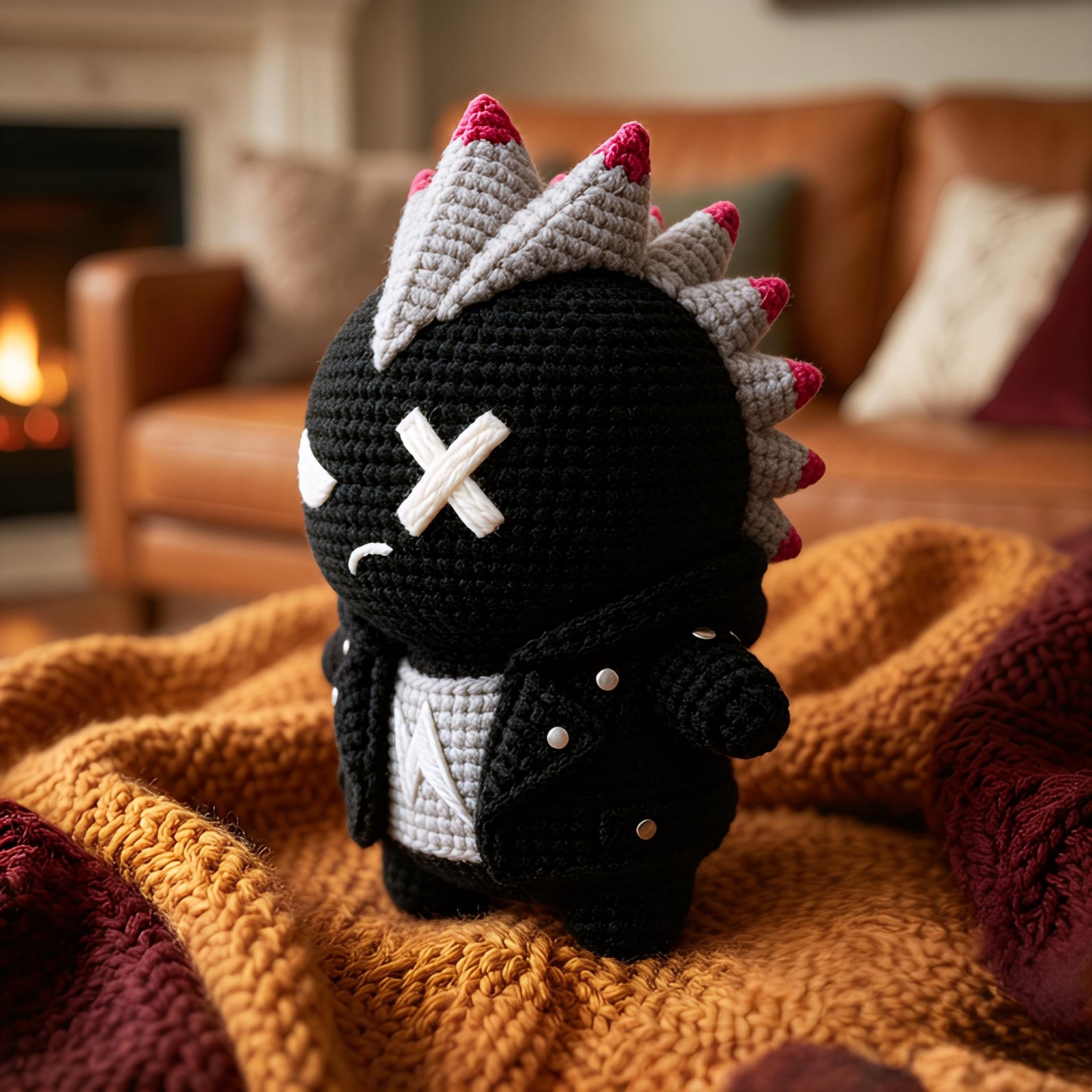 Punk Mohawk Dinosaur Crochet Figure - view 4