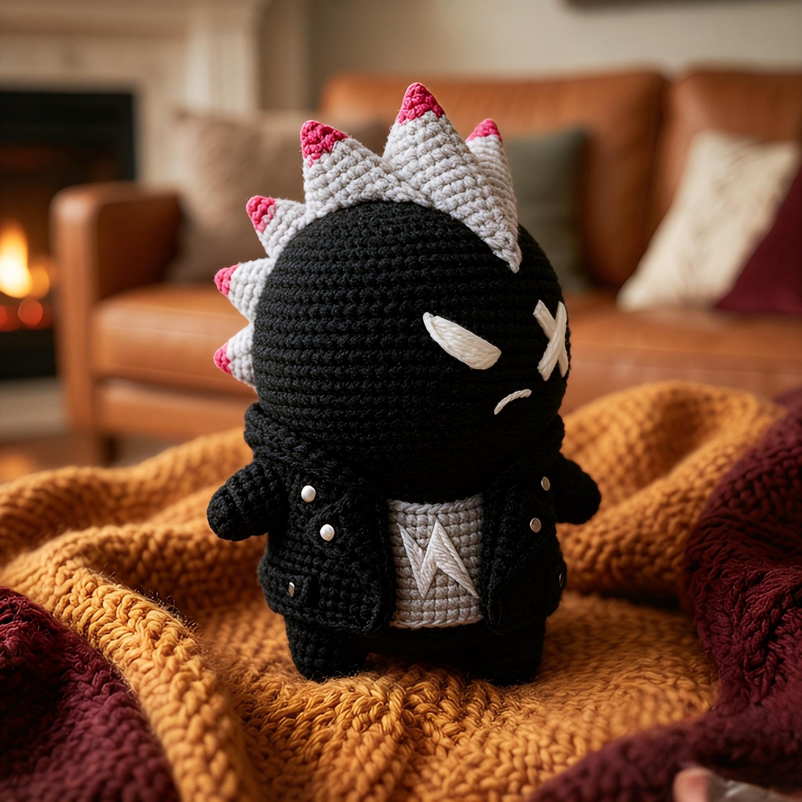 Punk Mohawk Dinosaur Crochet Figure - view 3