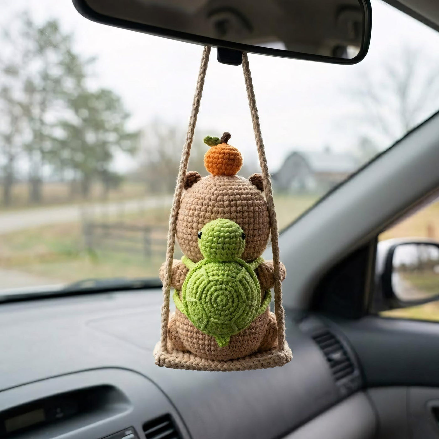 Turtle Friend Capybara Crochet Car Charm - view 9