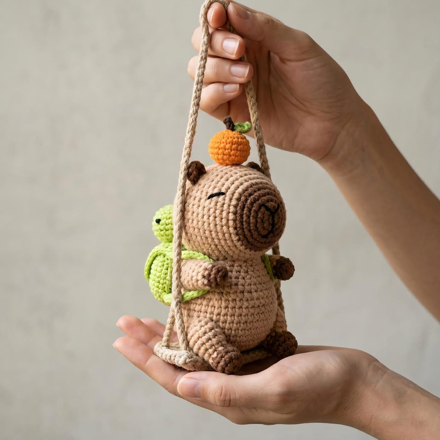 Turtle Friend Capybara Crochet Car Charm - view 7