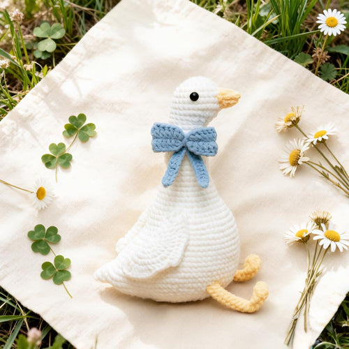 Blue Bow Goose Crochet Figure - view 2