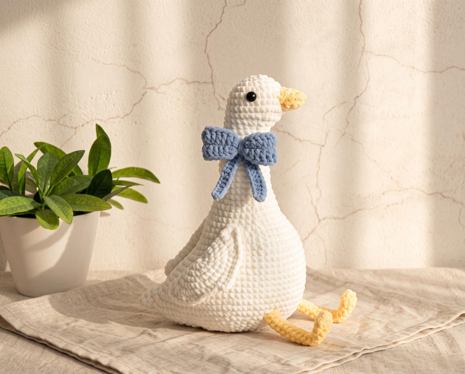 Blue Bow Goose Crochet Figure - view 5