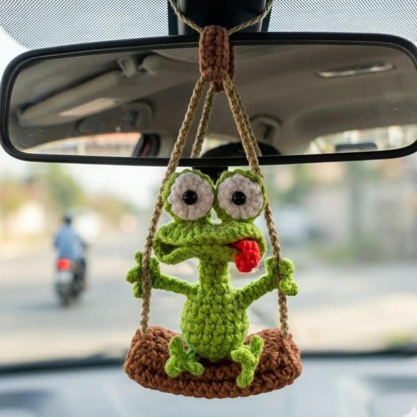 Playful Gecko Crochet Car Charm